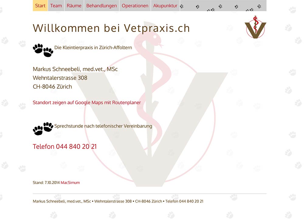 Tierarztpraxis Markus Schneebeli Bildschirm